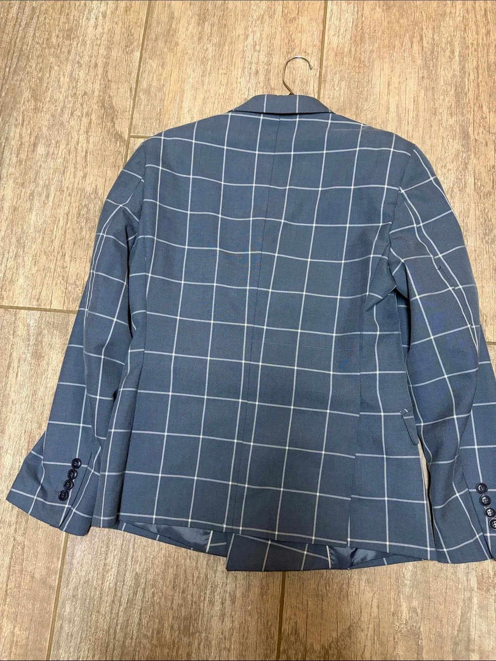 Alain Dupetit men’s double breasted windowpane suit.